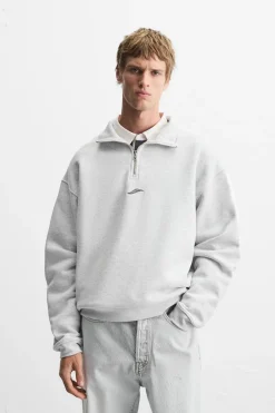ZARA Sweatshirts^SWEATSHIRT BORDADO COMBINADO Cinzento