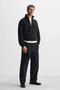ZARA Sweatshirts^SWEATSHIRT BOUCLÉ COM FECHO DE CORRER NA GOLA Azul-marinho