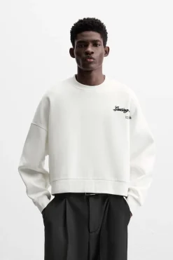 ZARA Sweatshirts^SWEATSHIRT BOXY FIT COM MENSAGENS Branco