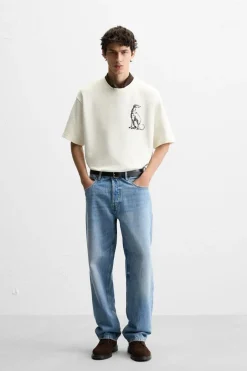 ZARA Sweatshirts|T-Shirts^SWEATSHIRT COM BORDADO GALGO Branco-marfim