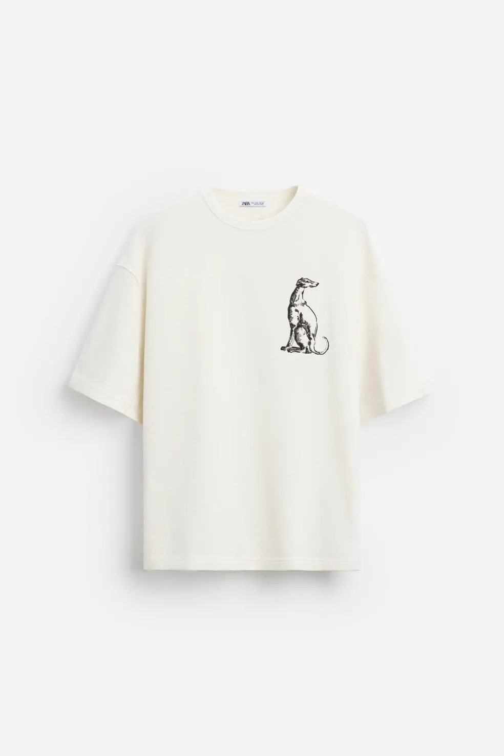 ZARA Sweatshirts|T-Shirts^SWEATSHIRT COM BORDADO GALGO Branco-marfim