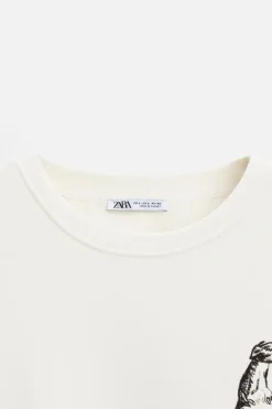 ZARA Sweatshirts|T-Shirts^SWEATSHIRT COM BORDADO GALGO Branco-marfim