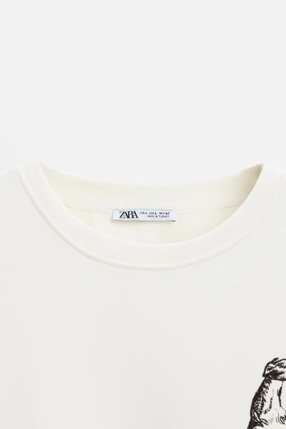ZARA Sweatshirts|T-Shirts^SWEATSHIRT COM BORDADO GALGO Branco-marfim