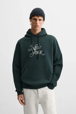 ZARA Sweatshirts^SWEATSHIRT COM BORDADO NEW YORK MAGAZINE Verde-escuro
