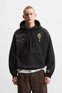 ZARA Sweatshirts^SWEATSHIRT COM CAPUZ X ALL CAPS STUDIO Azul-tinta