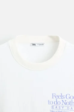 ZARA Sweatshirts^SWEATSHIRT COM ESTAMPADO COMBINADO Branco-marfim