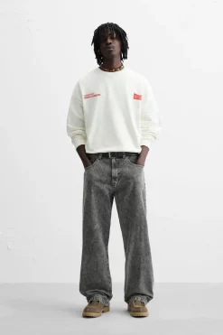 ZARA Sweatshirts^SWEATSHIRT COM ESTAMPADO COMBINADO Branco-marfim