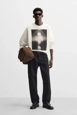 ZARA Sweatshirts^SWEATSHIRT COM ESTAMPADO FOTOGRÁFICO Branco