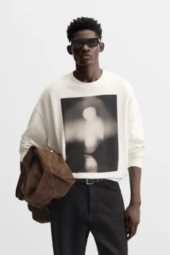 ZARA Sweatshirts^SWEATSHIRT COM ESTAMPADO FOTOGRÁFICO Branco