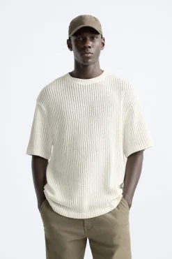 ZARA Sweatshirts|T-Shirts^SWEATSHIRT COM ESTRUTURA E RENDILHADO Cru