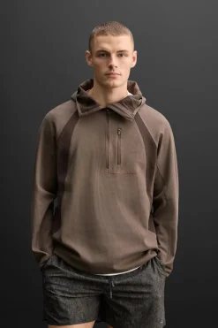 ZARA Sweatshirts^SWEATSHIRT COM ESTRUTURA COLOR BLOCK Castanho