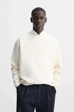 ZARA Sweatshirts^SWEATSHIRT COM ESTRUTURA INTERLOCK Branco-marfim