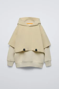 SWEATSHIRT COMBINADA COM T-SHIRT TÉCNICA-ZARA Hot