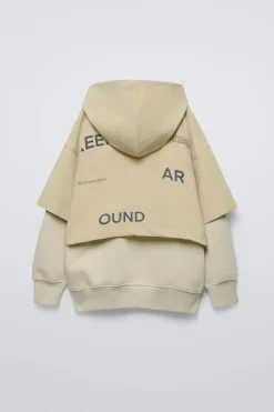 SWEATSHIRT COMBINADA COM T-SHIRT TÉCNICA-ZARA Hot