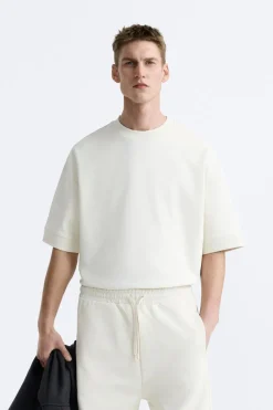 ZARA Sweatshirts|T-Shirts^SWEATSHIRT COMPACT Branco-marfim