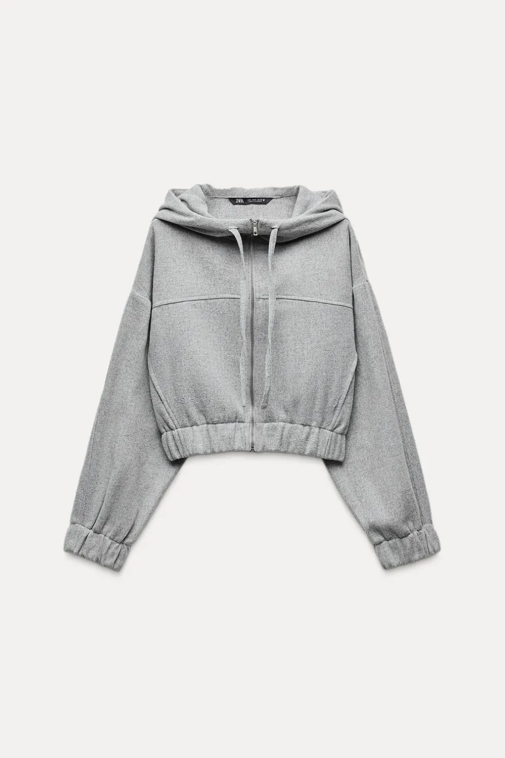 ZARA Winter Layersnew|Sweatshirts / Joggers^SWEATSHIRT CROPPED SOFT COM CAPUZ Cinzento-claro