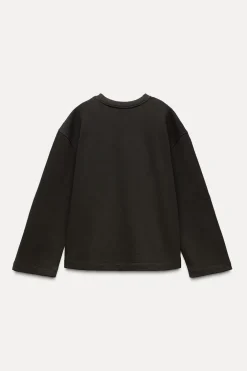 ZARA Winter Layersnew|Sweatshirts / Joggers^SWEATSHIRT DE FELPA COM ETIQUETA Castanho-escuro