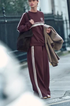 ZARA Winter Layersnew|Sweatshirts / Joggers^SWEATSHIRT DE FELPA COM RENDA Borgonha