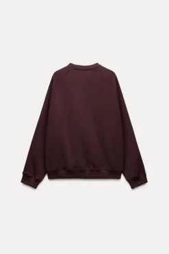 ZARA Winter Layersnew|Sweatshirts / Joggers^SWEATSHIRT DE FELPA COM RENDA Borgonha