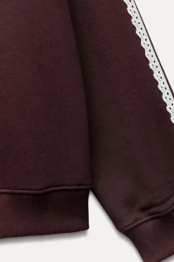 ZARA Winter Layersnew|Sweatshirts / Joggers^SWEATSHIRT DE FELPA COM RENDA Borgonha