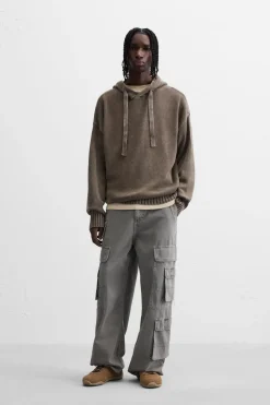 ZARA Camisola / Casacos|Sweatshirts^SWEATSHIRT DE MALHA LAVADA Chocolate