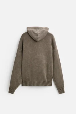 ZARA Camisola / Casacos|Sweatshirts^SWEATSHIRT DE MALHA LAVADA Chocolate