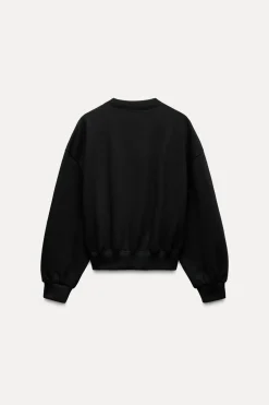 ZARA Winter Layersnew|Sweatshirts / Joggers^SWEATSHIRT EM FELPA BÁSICA Preto