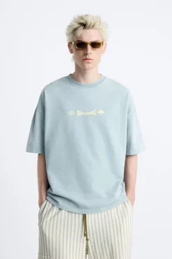 ZARA Sweatshirts|T-Shirts^SWEATSHIRT LAVADA Azul-celeste-lavado