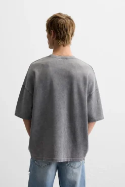 ZARA Sweatshirts|T-Shirts^SWEATSHIRT LAVADA COM ESTAMPADO DE MENSAGEM Cinzento-antracito