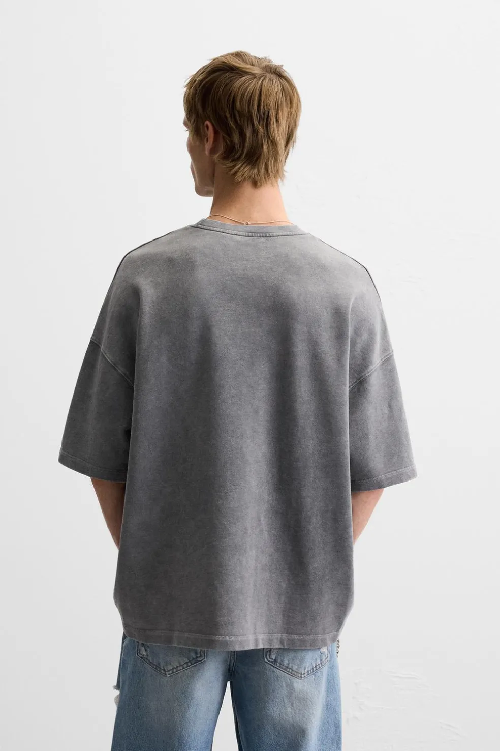 ZARA Sweatshirts|T-Shirts^SWEATSHIRT LAVADA COM ESTAMPADO DE MENSAGEM Cinzento-antracito