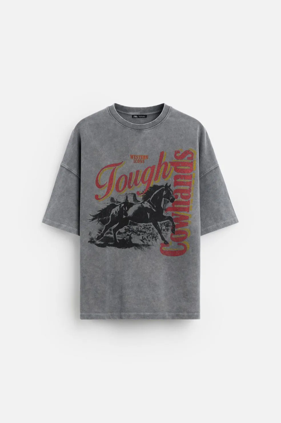 ZARA Sweatshirts|T-Shirts^SWEATSHIRT LAVADA COM ESTAMPADO DE MENSAGEM Cinzento-antracito