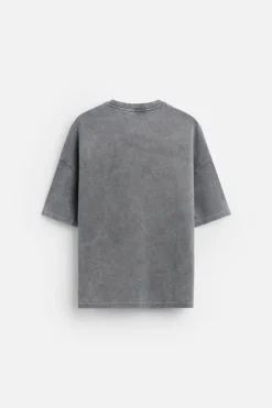 ZARA Sweatshirts|T-Shirts^SWEATSHIRT LAVADA COM ESTAMPADO DE MENSAGEM Cinzento-antracito
