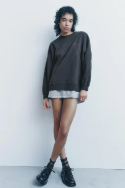 ZARA Winter Layersnew|Sweatshirts / Joggers^SWEATSHIRT LAVADA COM MENSAGEM Cinzento-escuro