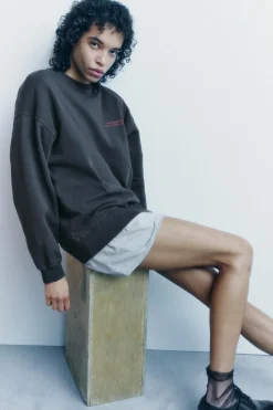 ZARA Winter Layersnew|Sweatshirts / Joggers^SWEATSHIRT LAVADA COM MENSAGEM Cinzento-escuro