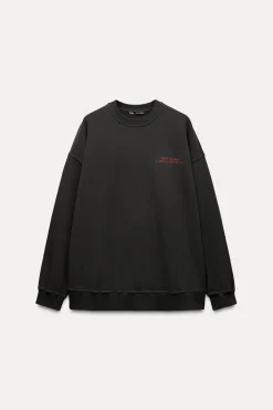 ZARA Winter Layersnew|Sweatshirts / Joggers^SWEATSHIRT LAVADA COM MENSAGEM Cinzento-escuro