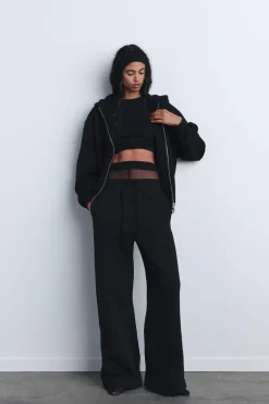 ZARA Winter Layersnew|Sweatshirts / Joggers^SWEATSHIRT OVERSIZE COM FECHO DE CORRER Preto