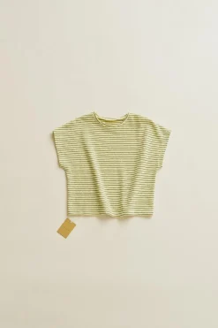 TIMELESZ - T-SHIRT ÀS RISCAS COM TECIDO-ZARA Outlet
