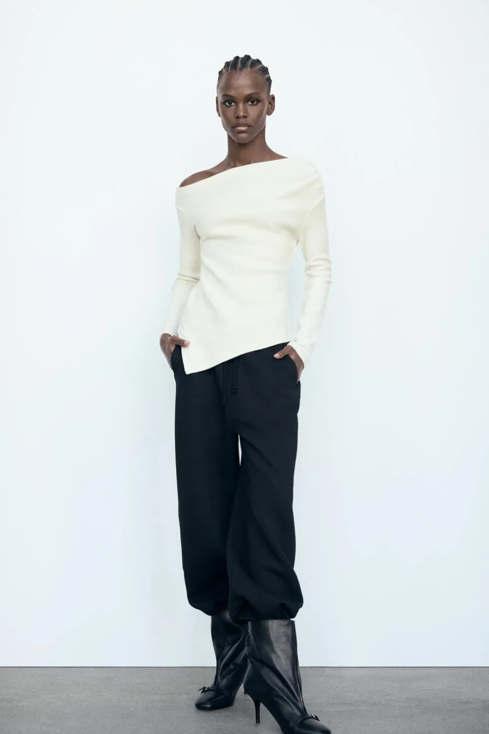 ZARA Winter Layersnew^TOP ASSIMÉTRICO SUAVE Cru