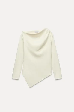 ZARA Winter Layersnew^TOP ASSIMÉTRICO SUAVE Cru