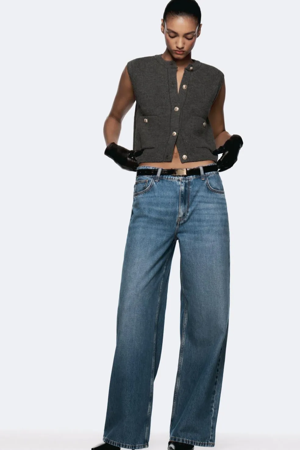 ZARA Cardigan / Camisolas|Malha^TOP COLETE DE MALHA LISA Cinzento