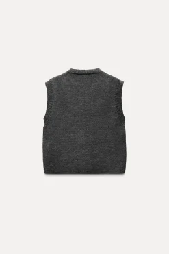 ZARA Cardigan / Camisolas|Malha^TOP COLETE DE MALHA LISA Cinzento