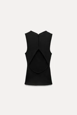 ZARA Winter Layersnew|Sweatshirts / Joggers^TOP COM NERVURAS E ABERTURA NAS COSTAS Preto