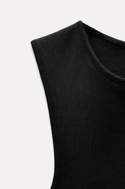 ZARA Winter Layersnew|Sweatshirts / Joggers^TOP COM NERVURAS E ABERTURA NAS COSTAS Preto