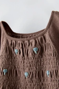 TOP DE MALHA COM BORDADOS E FAVOS DE MEL-ZARA Store