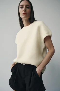ZARA Winter Layersnew^TOP SUAVE Branco-marfim
