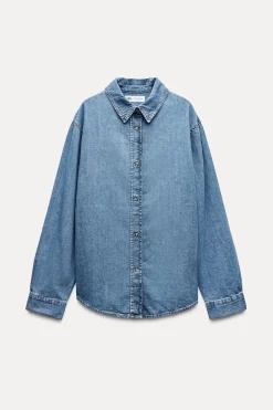 ZARA Camisas / Blusas^TRF BASIC DENIM SHIRT Azul