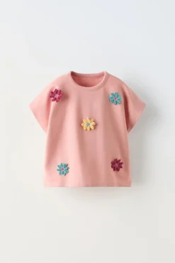 T-SHIRT APLIQUE FLORES-ZARA Cheap