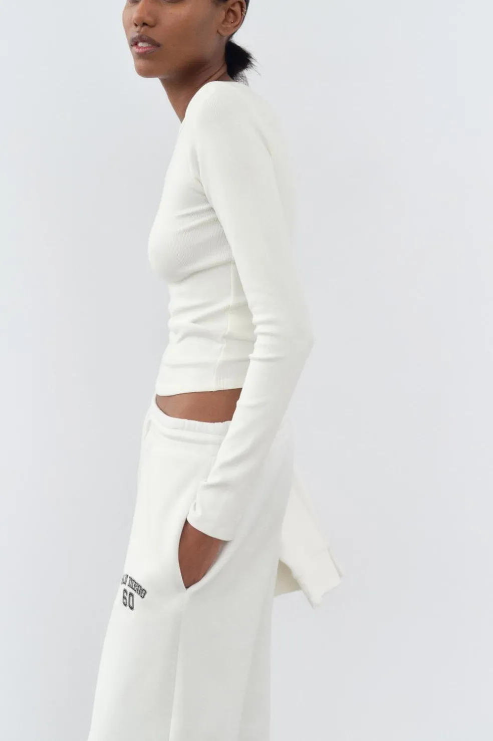 ZARA Winter Layersnew|T-Shirts^T-SHIRT BARCO RIB Branco-marfim