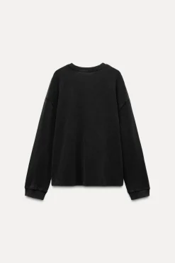 ZARA Winter Layersnew|T-Shirts^T-SHIRT COM EFEITO LAVADO DE MANGA COMPRIDA Preto