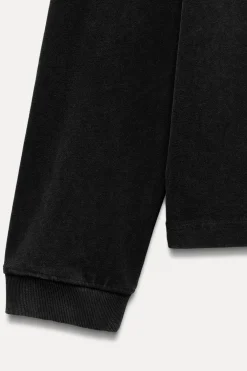 ZARA Winter Layersnew|T-Shirts^T-SHIRT COM EFEITO LAVADO DE MANGA COMPRIDA Preto